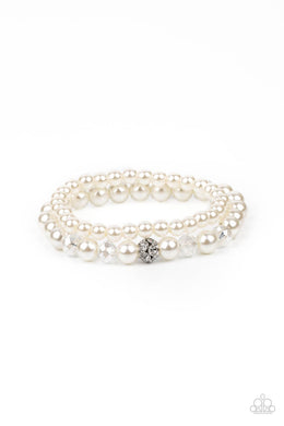 Cotton Candy Dreams - White Pearl Stretchy Bracelets Paparazzi Accessories