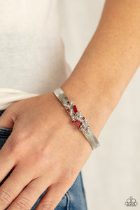 Cuff,red,rhinestones,A Chic Clique - Red Rhinestone Cuff Bracelet