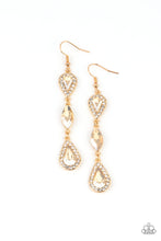 Load image into Gallery viewer, Test of TIMELESS - Gold Rhinestone Earrings Paparazzi Accessories