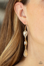 Load image into Gallery viewer, Test of TIMELESS - Gold Rhinestone Earrings Paparazzi Accessories