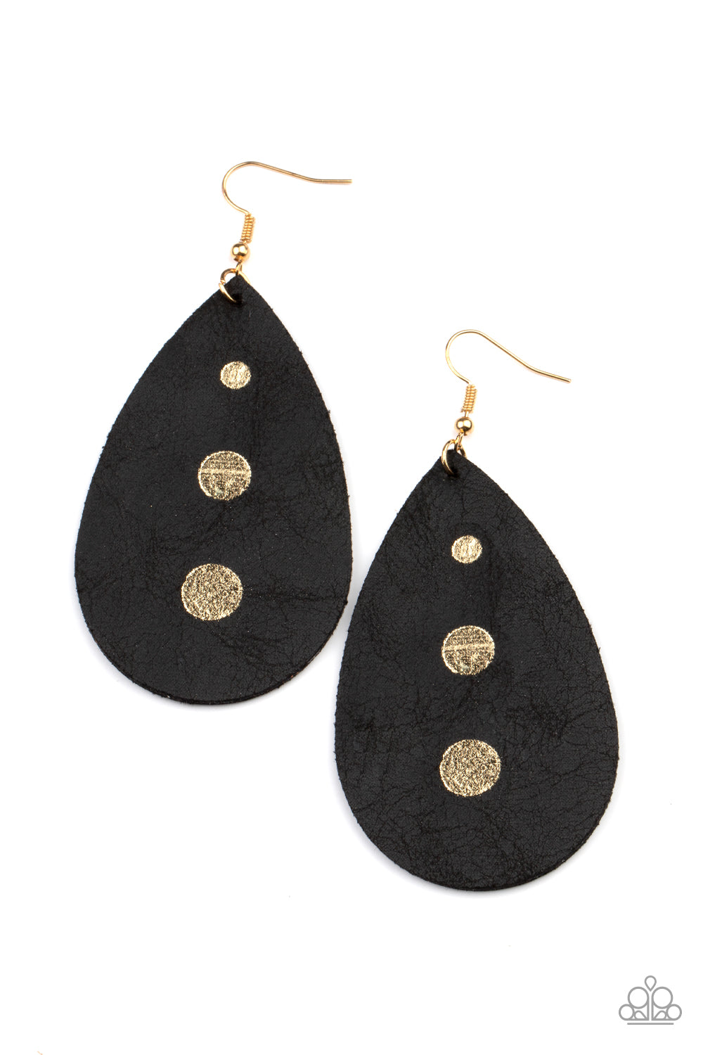 Rustic Torrent - Black Leather Earrings Paparazzi Accessories