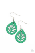 Load image into Gallery viewer, LEAF Yourself Wide Open - Green Wood Earrings Paparazzi Accessories