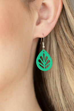 LEAF Yourself Wide Open - Green Wood Earrings Paparazzi Accessories