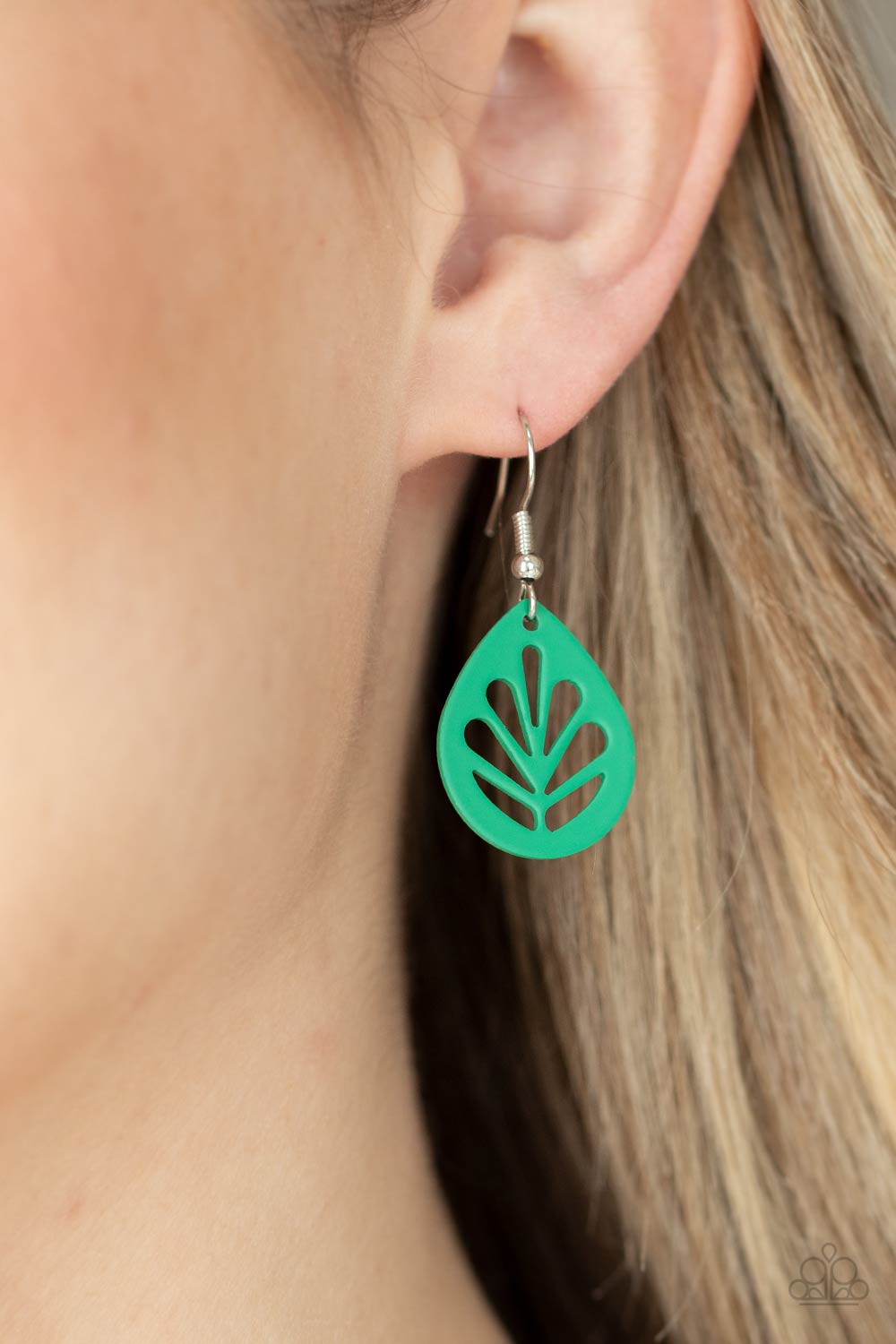 LEAF Yourself Wide Open - Green Wood Earrings Paparazzi Accessories