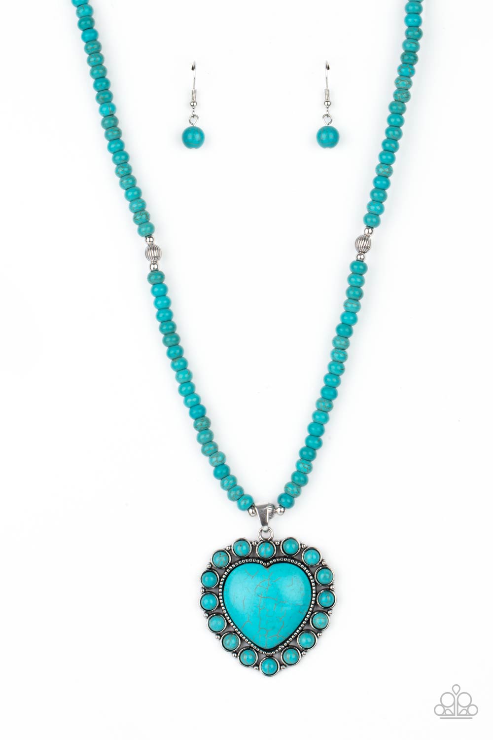 A Heart Of Stone - Blue Heart Necklace Paparazzi Accessories