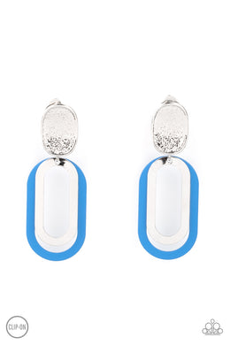 Melrose Mystery - Blue Clip-On Earrings Paparazzi Accessories