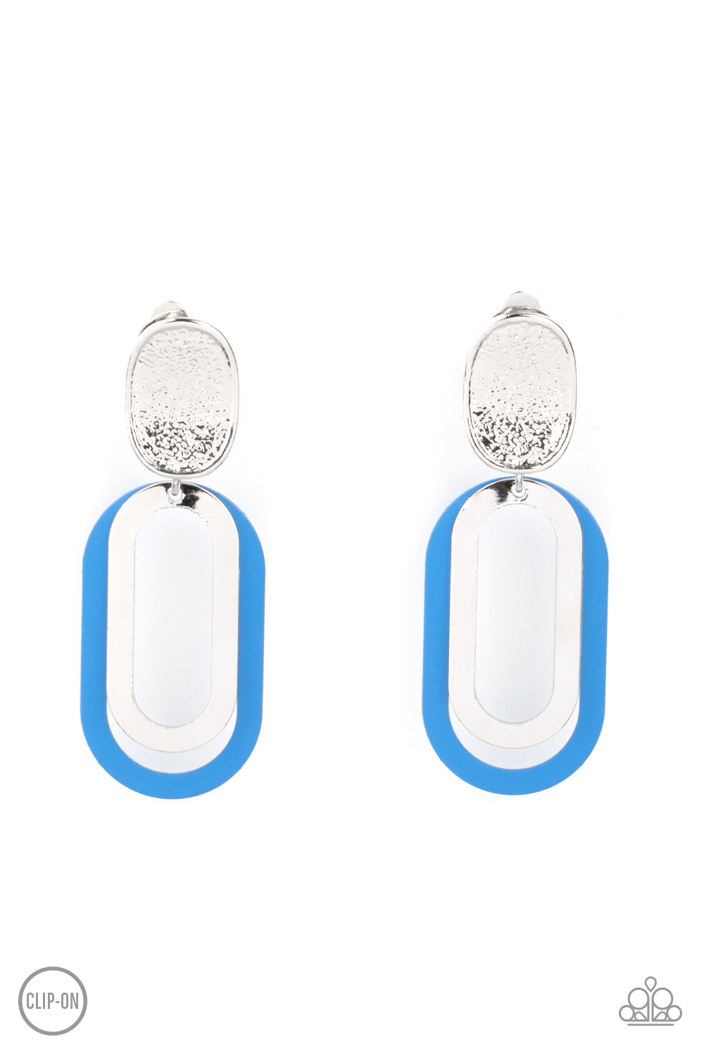 Melrose Mystery - Blue Clip-On Earrings Paparazzi Accessories