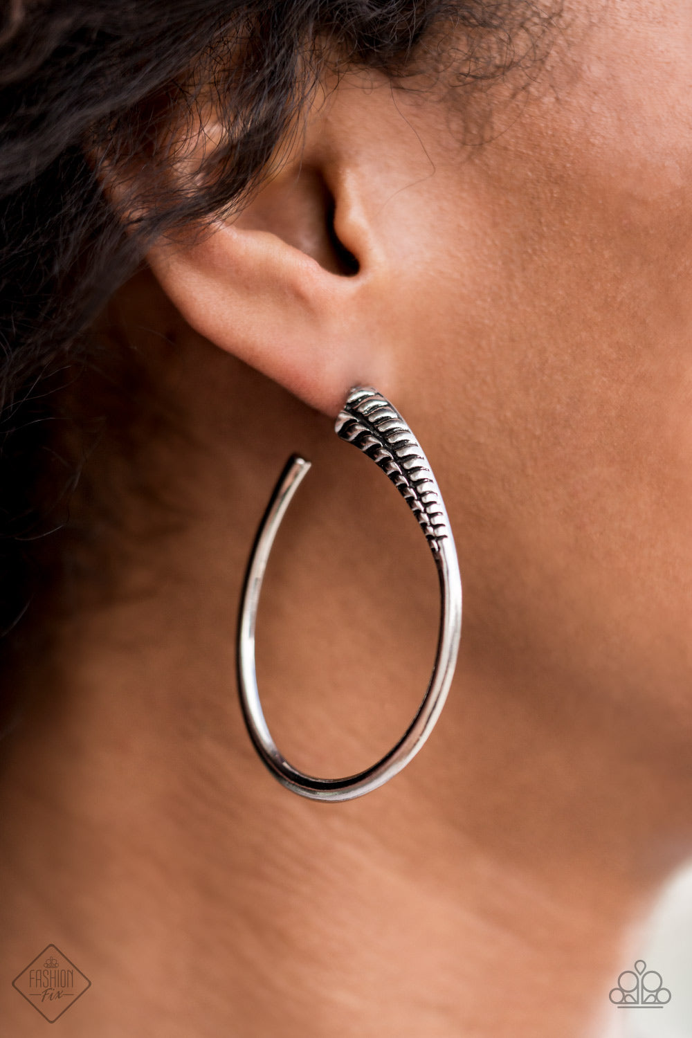 Fully Loaded Silver Hoop Earrings Paparazzi Accessories