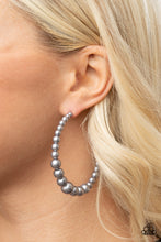 Load image into Gallery viewer, Glamour Graduate - Silver Pearl Hoop Earrings Paparazzi Accessories