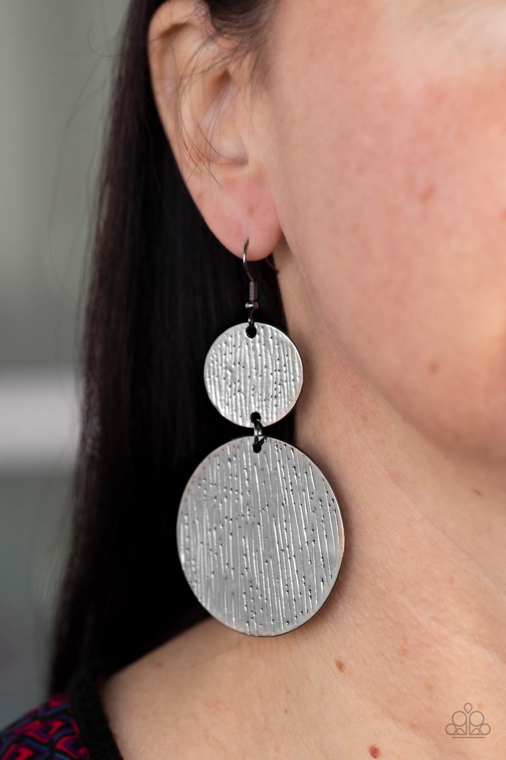 Status CYMBAL - Black Gunmetal Earrings Paparazzi Accessories