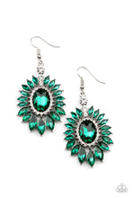 Load image into Gallery viewer, Big Time Twinkle - Green Rhinestone Earrings Paparazzi Accessories
