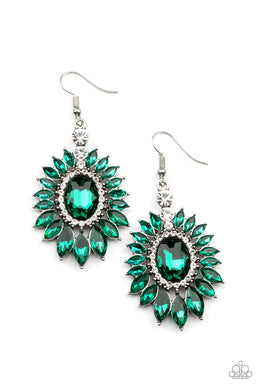 Big Time Twinkle - Green Rhinestone Earrings Paparazzi Accessories