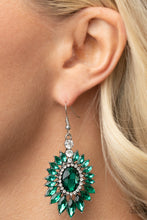 Load image into Gallery viewer, Big Time Twinkle - Green Rhinestone Earrings Paparazzi Accessories