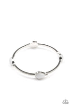 Load image into Gallery viewer, Dewdrop Dancing - White Bangle Bracelet Paparazzi Accessories