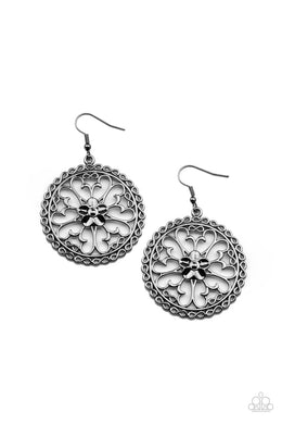 Floral Fortunes - Black Gunmetal Earrings Paparazzi Accessories