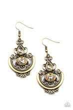 Load image into Gallery viewer, Unlimited Vacation - Brass Rhinestone Earrings Paparazzi Accessories