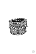 Load image into Gallery viewer, Target Locked - Black Gunmetal Hematite Rhinestone Ring Paparazzi Accessories
