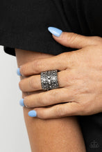Load image into Gallery viewer, Target Locked - Black Gunmetal Hematite Rhinestone Ring Paparazzi Accessories