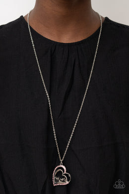 A Mothers Heart - Pink Rhinestone Heart Necklace Paparazzi Accessories