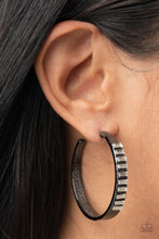 Load image into Gallery viewer, More To Love - Black Gunmetal Rhinestone Earrings Paparazzi Accessories