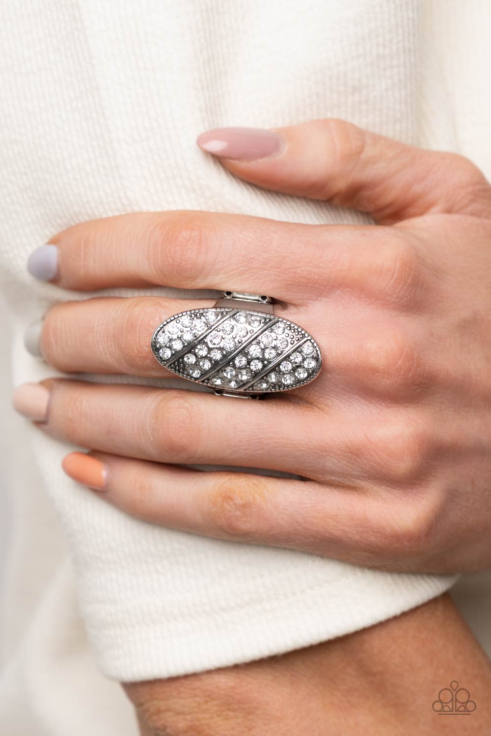 Galactic Glitz - White Rhinestone Ring Paparazzi Accessories