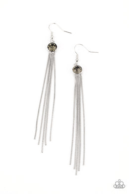 Always In Motion - Silver Rhinestone Earrings Paparazzi Accessories