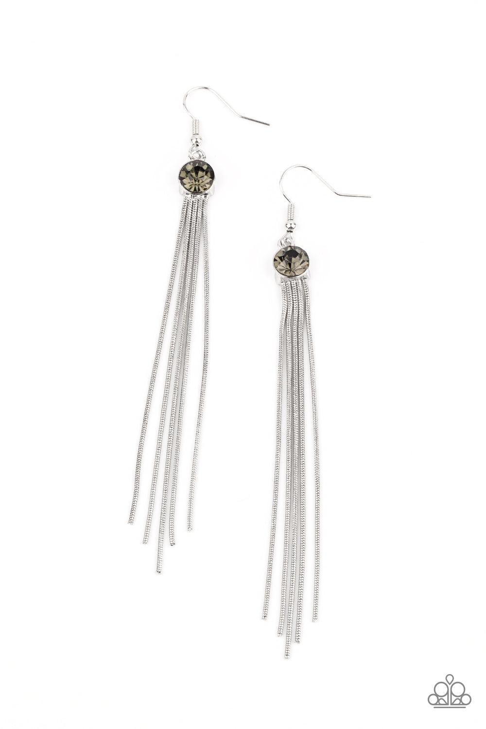 Always In Motion - Silver Rhinestone Earrings Paparazzi Accessories
