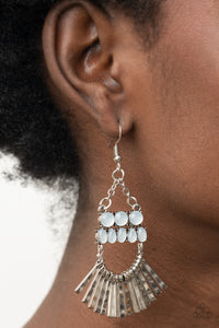 fishhook,opal,white,A FLARE For Fierceness - White Opal Earrings