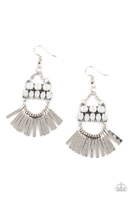 A FLARE For Fierceness - White Opal Earrings Paparazzi Accessories