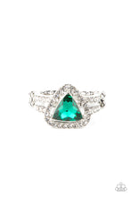 Load image into Gallery viewer, Elevated Engagement - Green Rhinestone Ring Paparazzi Accessories