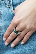 Load image into Gallery viewer, Elevated Engagement - Green Rhinestone Ring Paparazzi Accessories