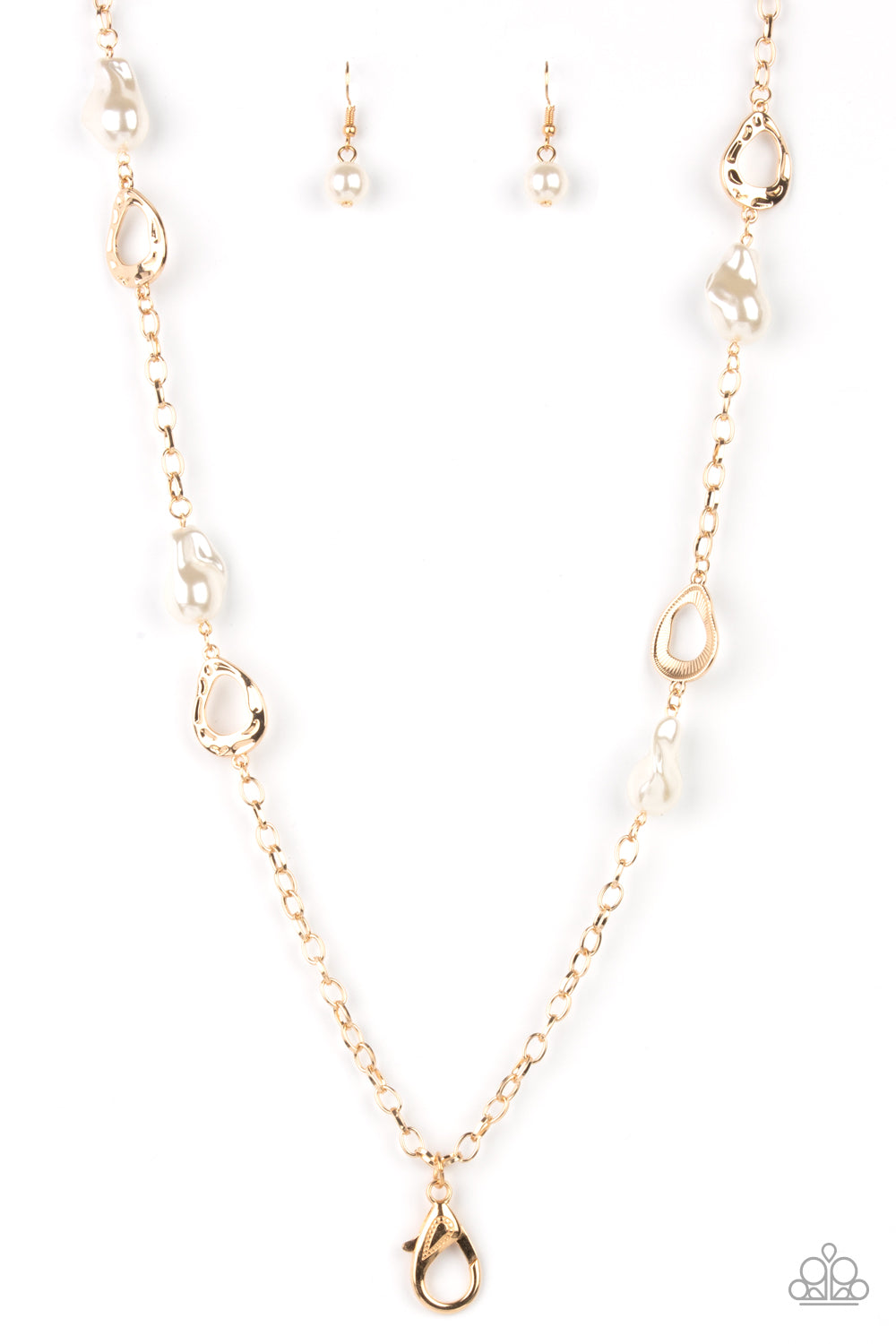 Rustic Refinery - Gold Pearl Lanyard Paparazzi Accessories