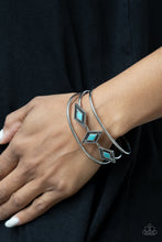 Load image into Gallery viewer, Desert Diamondback - Blue Stone Cuff Bracelet Paparazzi Accessories