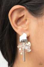 Load image into Gallery viewer, Harmonically Holographic - White Iridescent Post Earrings Paparazzi Accessories