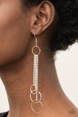 Demurely Dazzling - White Earrings Paparazzi Accessories