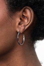 Load image into Gallery viewer, On The Brink - Black Gunmetal Hoop Earrings Paparazzi Accessories