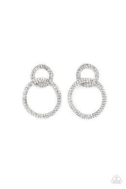 Intensely Icy - White Rhinestone Earrings Paparazzi Accessories