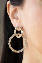Load image into Gallery viewer, Intensely Icy - Gold Rhinestone Post Earrings Paparazzi Accessories