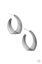 Load image into Gallery viewer, Industrial Illusion - Black Gunmetal Hoop Earrings Paparazzi Accessories