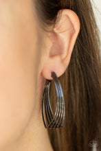 Load image into Gallery viewer, Industrial Illusion - Black Gunmetal Hoop Earrings Paparazzi Accessories