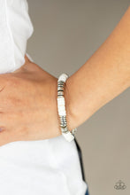 Load image into Gallery viewer, Stacked In Your Favor - White Stretchy Bracelet Paparazzi Accessories