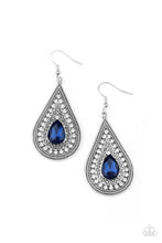 Load image into Gallery viewer, Metro Masquerade - Blue Rhinestone Earrings Paparazzi Acessories