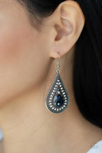 Load image into Gallery viewer, Metro Masquerade - Blue Rhinestone Earrings Paparazzi Acessories