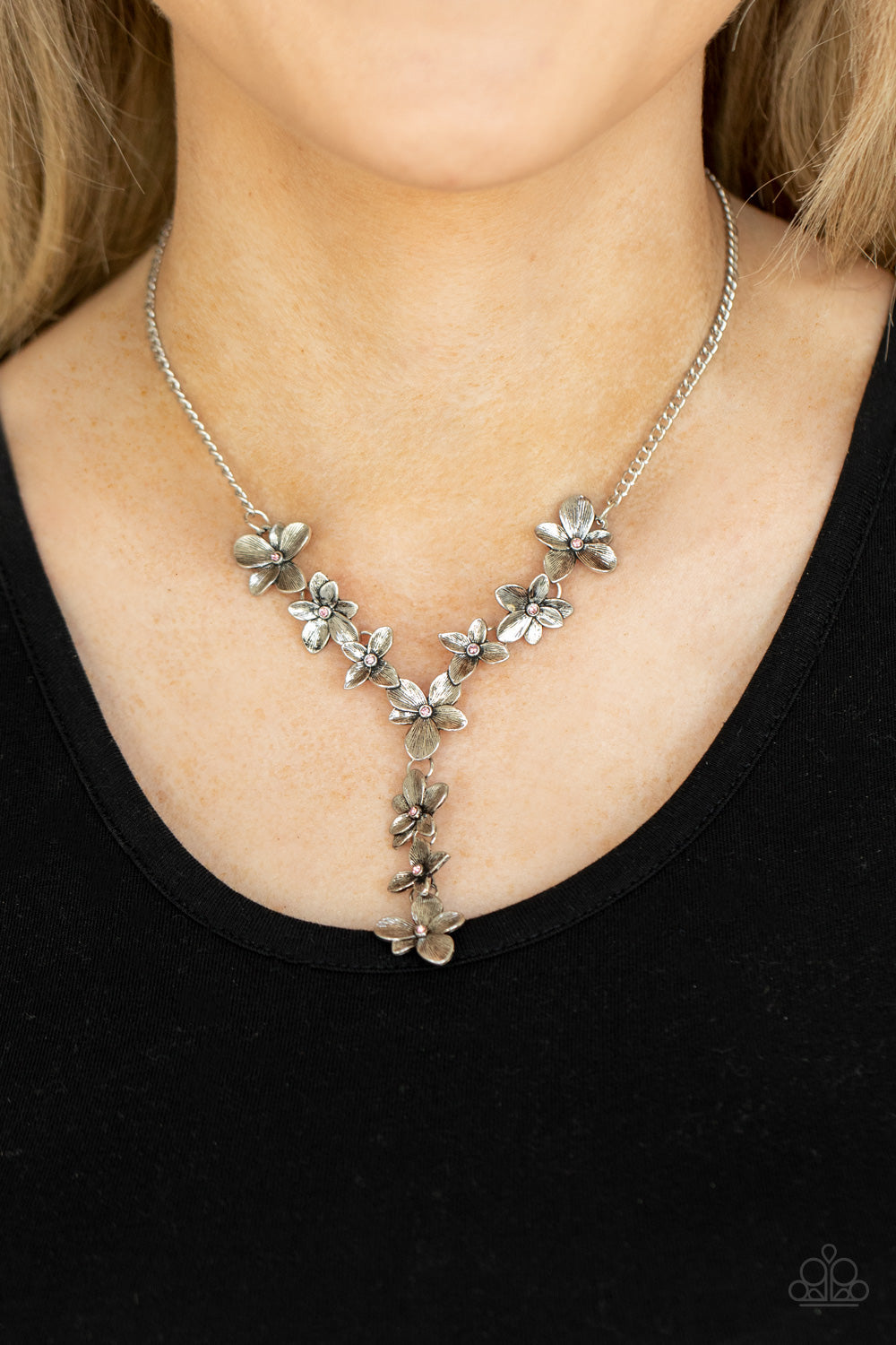 Fairytale Meadow - Pink Flower Necklace Paparazzi Accessories