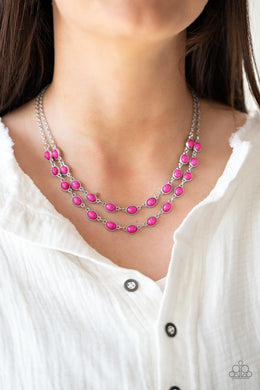 Sahara Safari - Pink Stone Necklace Paparazzi Accessories