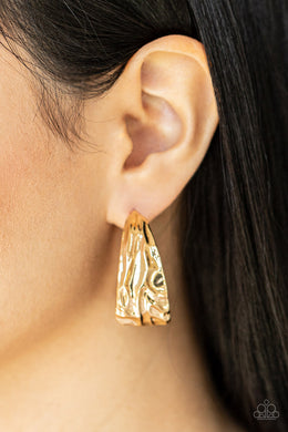 Badlands and Bellbottoms - Gold Hoop Earrings Paparazzi Accessories