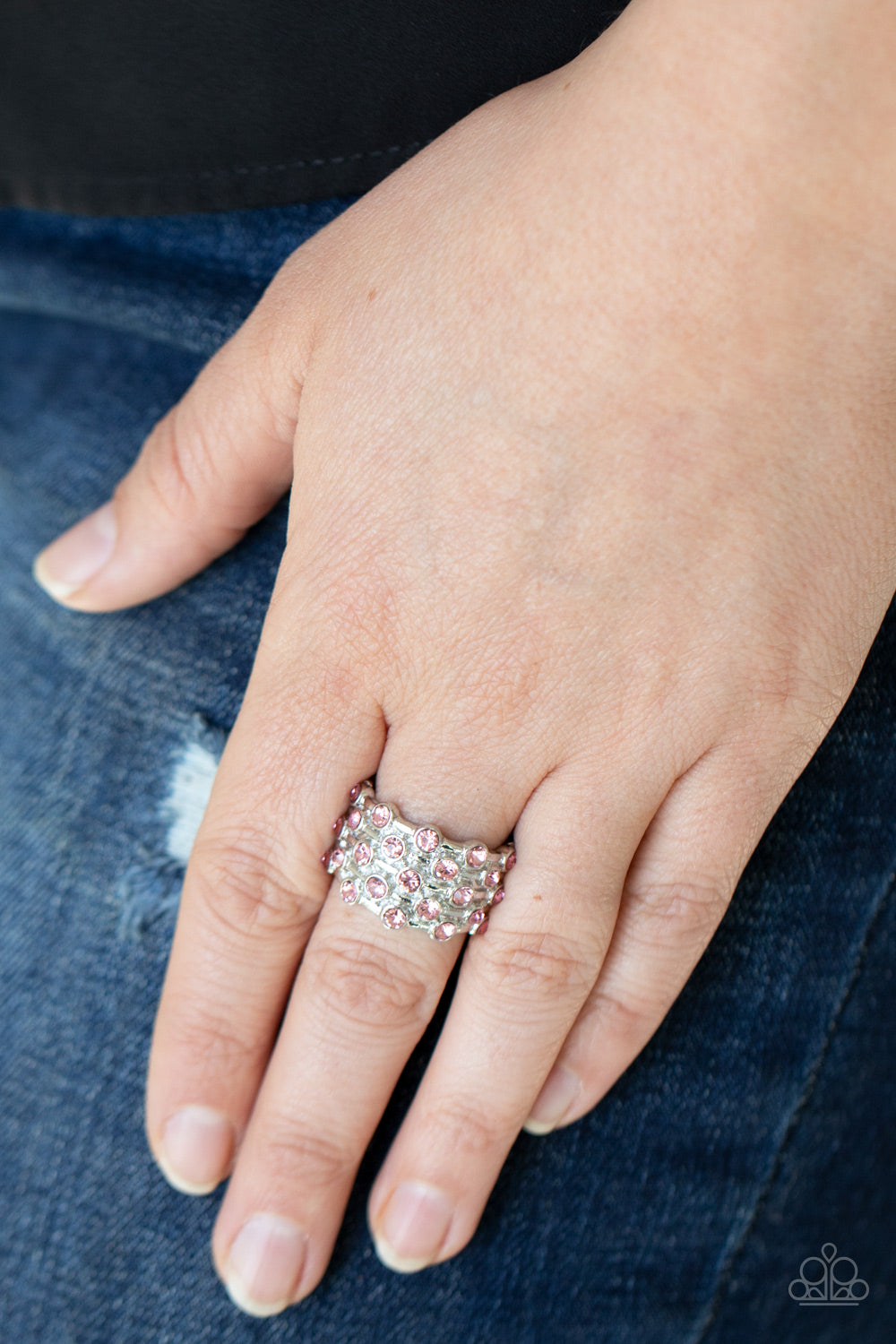 Metro Motivation - Pink Rhinestone Ring Paparazzi Accessories