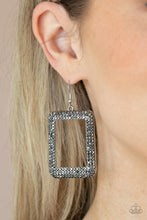 Load image into Gallery viewer, World FRAME-ous - Silver Rhinestone Earrings Paparazzi Accessories