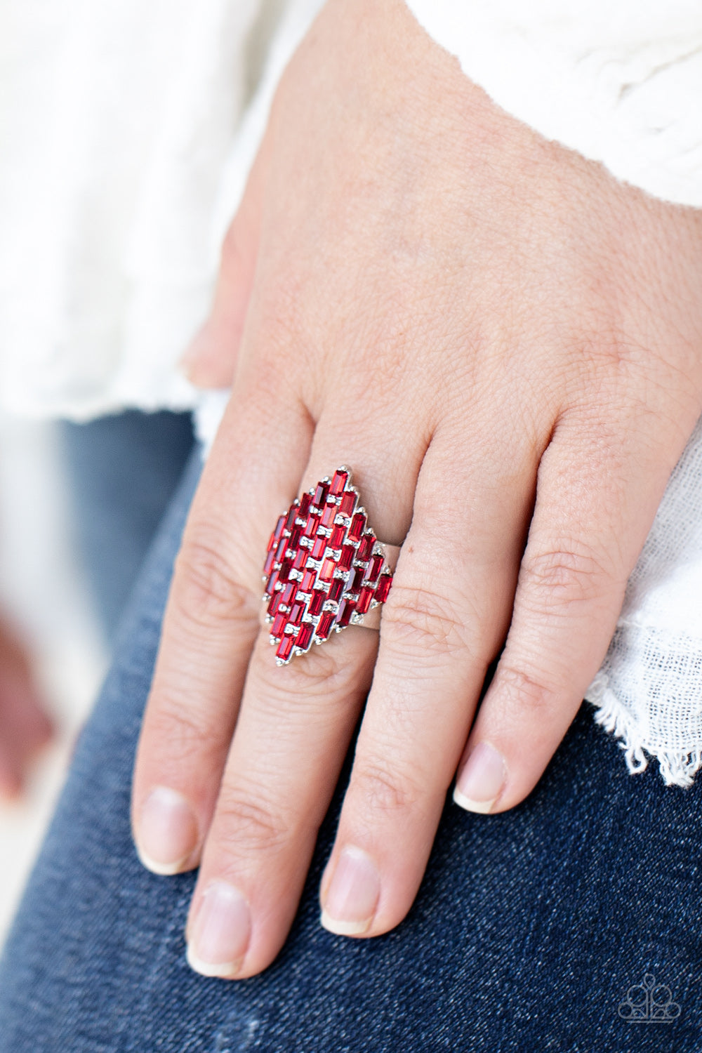 Hive Hustle - Red Rhinestone Ring Paparazzi Accessories