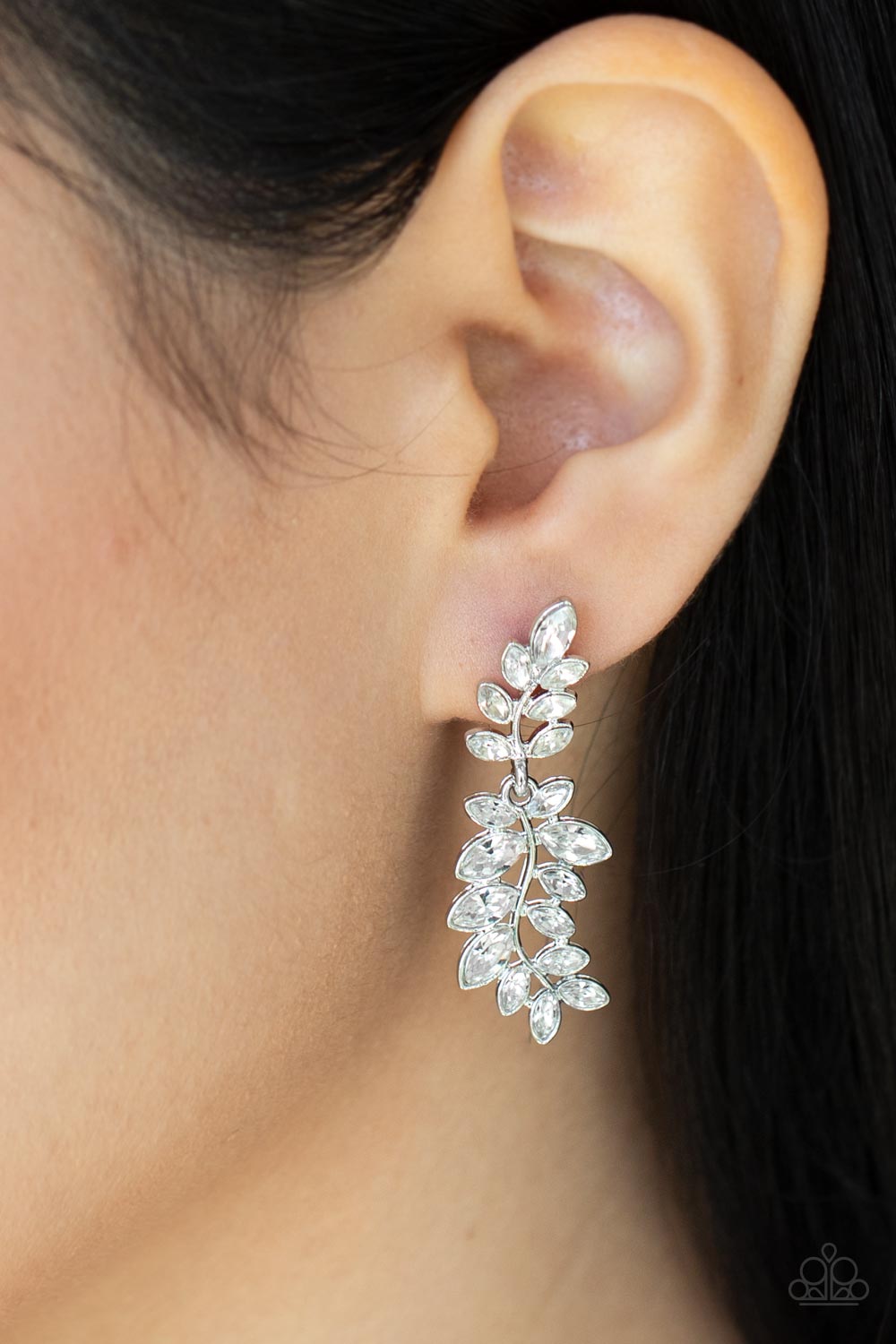 Frond Fairytale - White Earrings Paparazzi Accessories